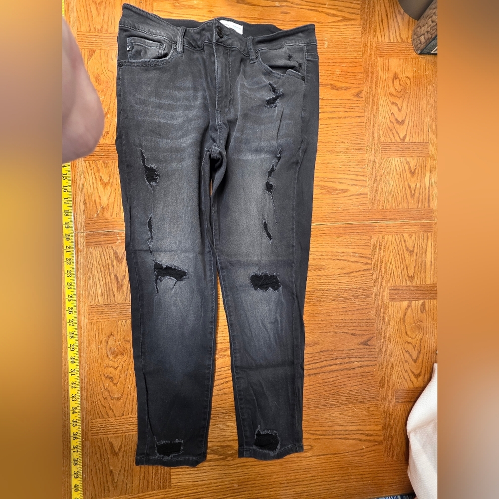 Kancan Charcoal Gray Distressed Skinny Jeans Size 31